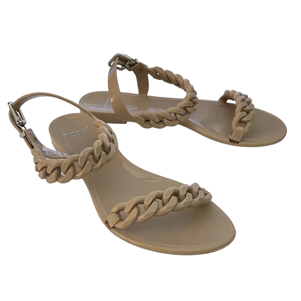 Givenchy Beige Braided-T-Strap Flat Sandals